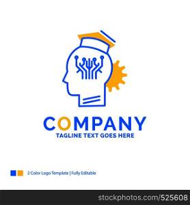knowledge, management, sharing, smart, technology Blue Yellow Business Logo template. Creative Design Template Place for Tagline.