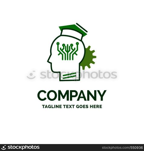 knowledge, management, sharing, smart, technology Flat Business Logo template. Creative Green Brand Name Design.