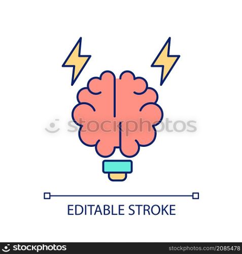 Knowledge on technology RGB color icon. Logical thinking. Intelligence to work with electronics. Isolated vector illustration. Simple filled line drawing. Editable stroke. Arial font used. Knowledge on technology RGB color icon