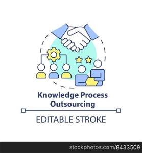 Knowledge process outsourcing concept icon. Expert service. Emerging business trend abstract idea thin line illustration. Isolated outline drawing. Editable stroke. Arial, Myriad Pro-Bold fonts used . Knowledge process outsourcing concept icon