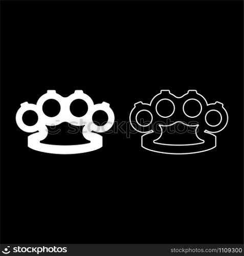 Knuckleduster Knuckles Weapon for hand icon outline set white color vector illustration flat style simple image
