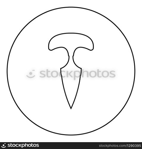 Knuckles knife icon in circle round outline black color vector illustration flat style simple image. Knuckles knife icon in circle round outline black color vector illustration flat style image