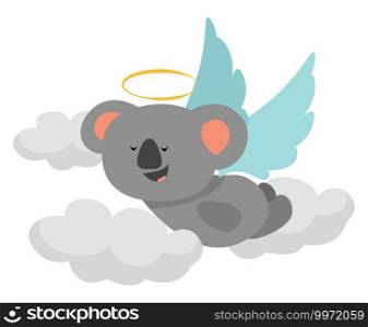 Koala angel, illustration, vector on white background