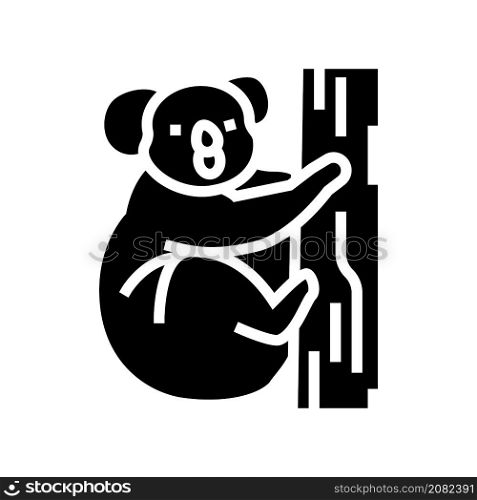koala animal in zoo glyph icon vector. koala animal in zoo sign. isolated contour symbol black illustration. koala animal in zoo glyph icon vector illustration