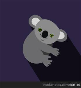 Koala icon in flat style on a violet background . Koala icon, flat style