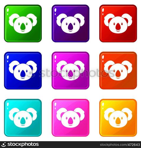 Koala icons of 9 color set isolated vector illustration. Koala icons 9 set