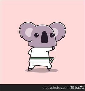 Koala Karate Taekwondo Punch Martial Arts Animal Flat Cartoon Character