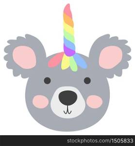 KoalCorn. Magic Cute Unicorn Koala Bear with Rainbow Horn. Kawaii Animal t-shirt Print, Baby Shower Card, Nursery Poster. Magic Cute Unicorn Koala Bear with Rainbow Horn. Kawaii Animal t-shirt Print, Baby Shower Card