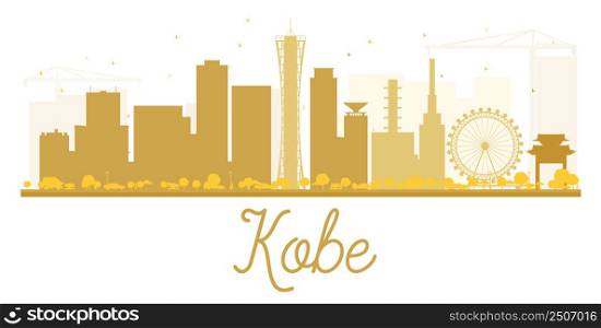 Kobe City skyline golden silhouette. Vector illustration. Simple flat concept for tourism presentation, banner, placard or web site. Business travel concept. Cityscape with landmarks