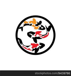 Koi Fish Logo Design, Chinese Lucky And Triumph Ornamental Fish Vector, Company Brand Gold Fish Icon