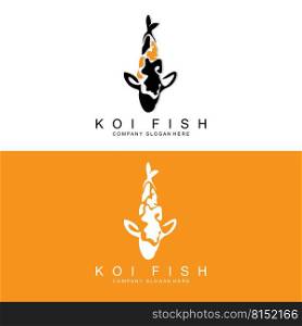 Koi Fish Logo Design, Ornamental Fish Vector, Aquarium Ornament Illustration Brand product