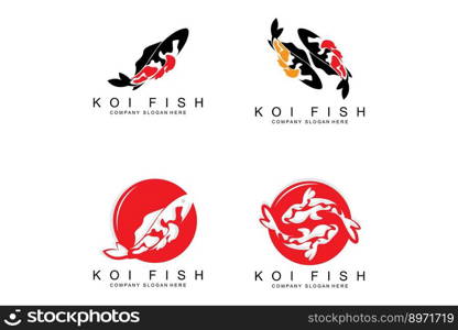 Koi Fish Logo Design, Ornamental Fish Vector, Aquarium Ornament Illustration Brand product