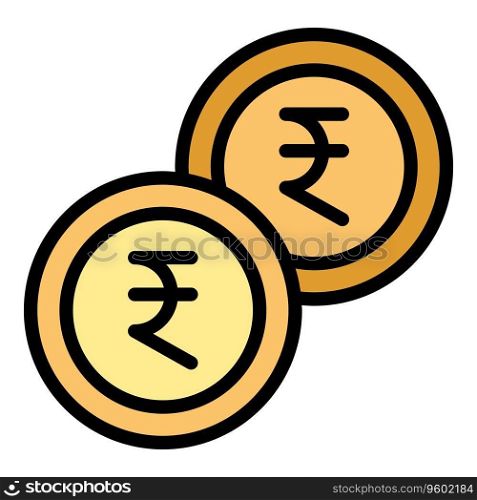 Kolkata coin icon outline vector. City india. Architecture west color flat. Kolkata coin icon vector flat