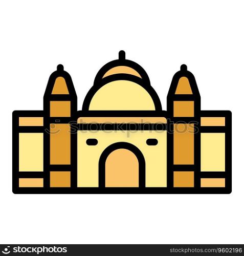 Kolkata temple icon outline vector. City skyline. India bengal color flat. Kolkata temple icon vector flat