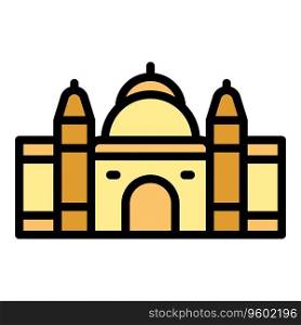 Kolkata temple icon outline vector. City skyline. India bengal color flat. Kolkata temple icon vector flat