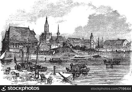 Konstanz in Baden-WA?rttemberg, Germany, during the 1890s, vintage engraving. Old engraved illustration of Konstanz.