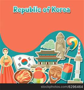 Korea background design. Korean traditional sticker symbols and objects. Korea background design. Korean traditional sticker symbols and objects.