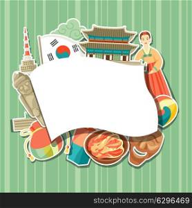 Korea background design. Korean traditional sticker symbols and objects. Korea background design. Korean traditional sticker symbols and objects.