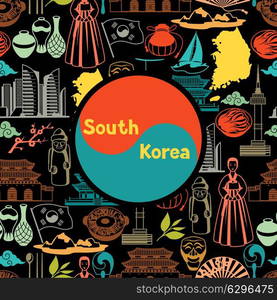 Korea background design. Korean traditional symbols and objects. Korea background design. Korean traditional symbols and objects.