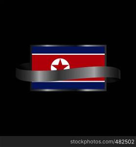 Korea North flag Ribbon banner design