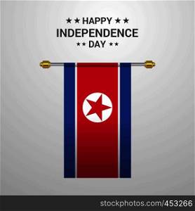 Korea North Independence day hanging flag background
