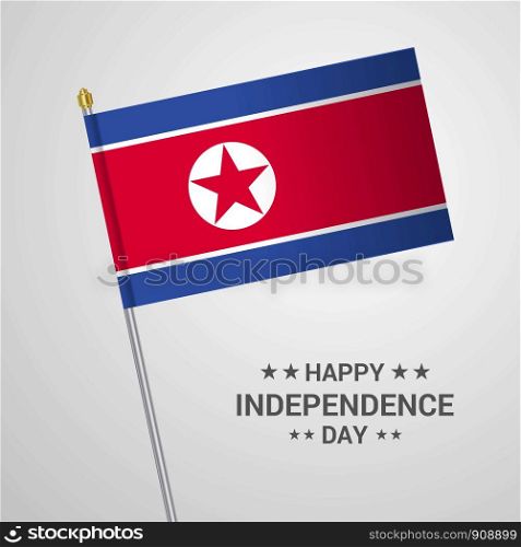 Korea North Independence day typographic design with flag vector