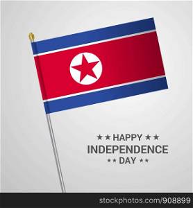 Korea North Independence day typographic design with flag vector