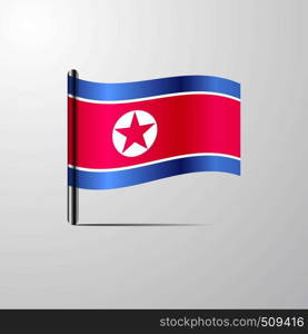 Korea North waving Shiny Flag design vector