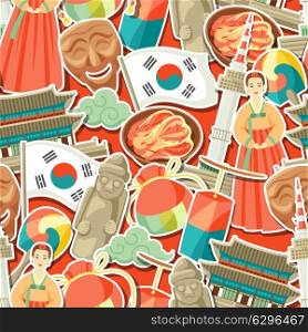 Korea seamless pattern. Korean traditional sticker symbols and objects. Korea seamless pattern. Korean traditional sticker symbols and objects.