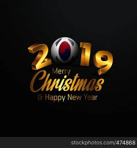 Korea South Flag 2019 Merry Christmas Typography. New Year Abstract Celebration background