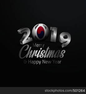 Korea South Flag 2019 Merry Christmas Typography. New Year Abstract Celebration background