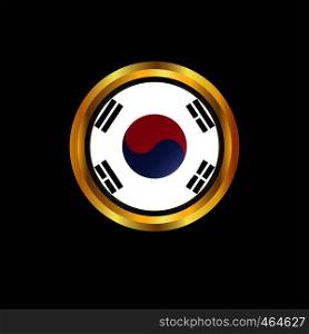 Korea South flag Golden button