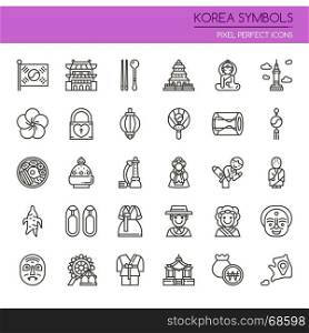 Korea Symbols , Thin Line and Pixel Perfect Icons
