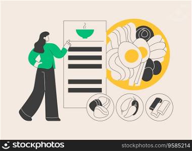 Korean cuisine abstract concept vector illustration. Oriental cuisine restaurant menu, korean food delivery, gourmet market, asian spice, meal takeout, traditional eating abstract metaphor.. Korean cuisine abstract concept vector illustration.
