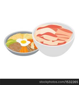 Korean cuisine icon. Isometric illustration of korean cuisine vector icon for web. Korean cuisine icon, isometric style