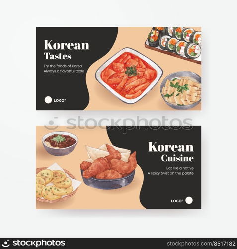 korean foods twitter template watercolor