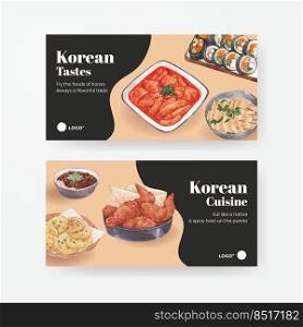 korean foods twitter template watercolor