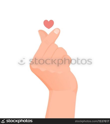 Korean heart shape illustration, heart gesture. Romantic and fashionable Korean symbol-gesture of friendship, love, happiness. Design done in vector, realistic color style.. Korean heart shape illustration, heart gesture. Romantic and fashionable
