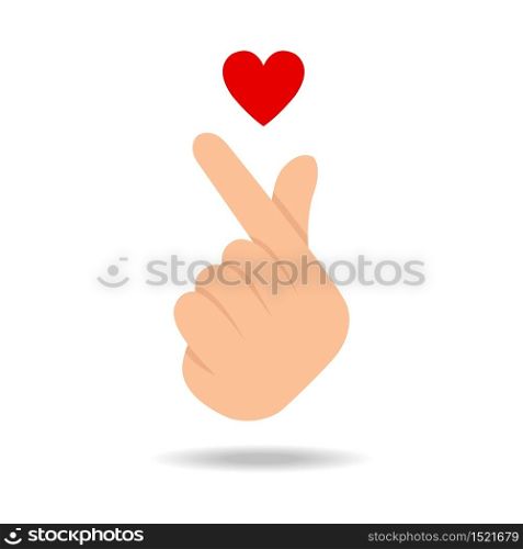 korean love sign vector icon, hand with heart symbol.Vector illustration
