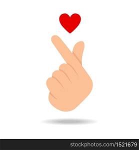 korean love sign vector icon, hand with heart symbol.Vector illustration