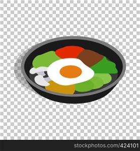 Korean national dish bibimbap isometric icon 3d on a transparent background vector illustration. Korean dish bibimbap isometric icon