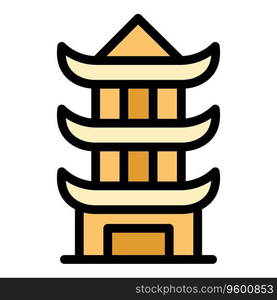 Korean pagoda icon outline vector. Chinese building. Palace ancient color flat. Korean pagoda icon vector flat