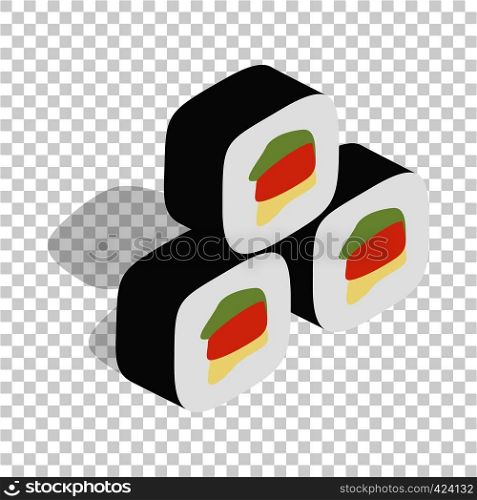Korean traditional food kimbap isometric icon 3d on a transparent background vector illustration. Korean food kimbap isometric icon