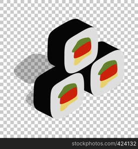 Korean traditional food kimbap isometric icon 3d on a transparent background vector illustration. Korean food kimbap isometric icon