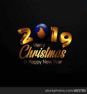 Kosovo Flag 2019 Merry Christmas Typography. New Year Abstract Celebration background