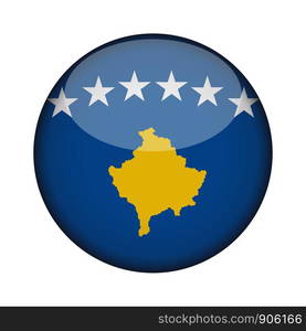 kosovo Flag in glossy round button of icon. kosovo emblem isolated on white background. National concept sign. Independence Day. Vector illustration.