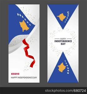 Kosovo Happy independence day Confetti Celebration Background Vertical Banner set