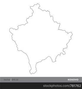 Kosovo - Outline Europe Country Map Vector Template, stroke editable Illustration Design. Vector EPS 10.