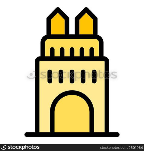 Krakow arch icon outline vector. Polish map. City skyline color flat. Krakow arch icon vector flat