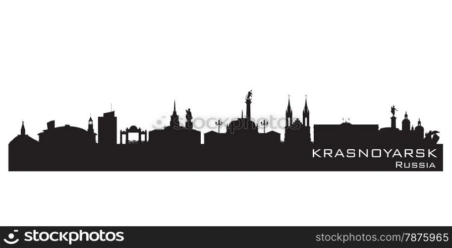 Krasnoyarsk Russia city skyline Detailed silhouette. Vector illustration